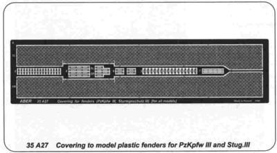 Covering to model plastic fenders for Pz III Stug III