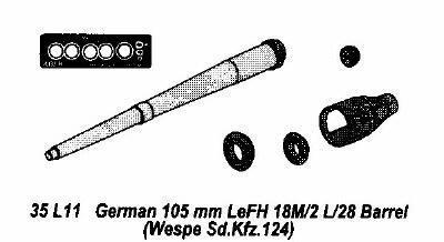 German 105mm L/28 Barrel with muzzle brake for LeFH 18M/2  & Wespe SdKfz 124