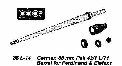 German 88mm Pak 43/1 L/71 Barrel for the Ferdinand & Elefant (to fit DRAGON, ITALERI)