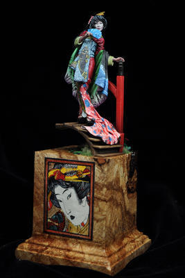 Courtesan Koi at Katsoura's Garden, after Ukiyo-e style, XIX Century.