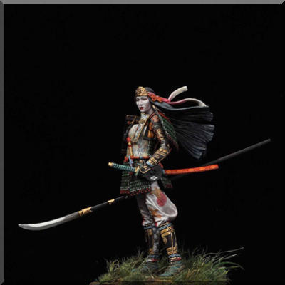 Tomoe Gozen, battle of Azawu, 1184 (white metal)