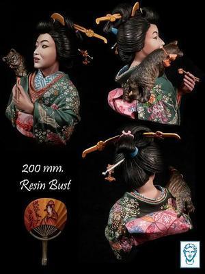 Cat and Beauty, after Utagawa Kunisada