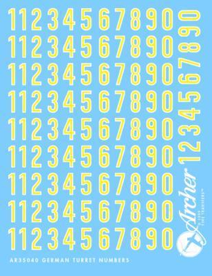 German WWII Turret Numbers Yellow with White outlines