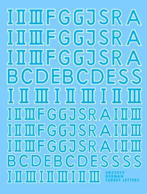 German Turret Letters Blue with White outlines