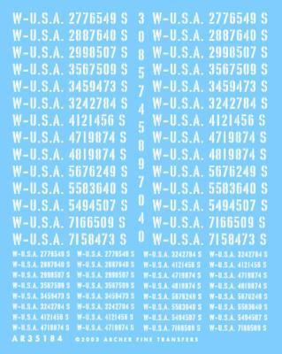 Late war US Registration codes (stencil style) for trucks and ambulances