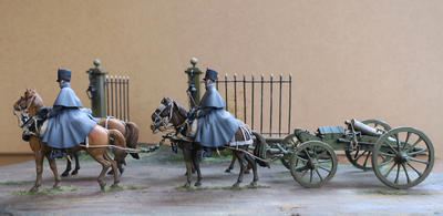 French Artillery gun team of the Line ( in overcoat )