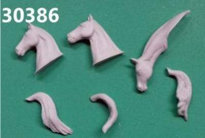 3 Resin Horse heads with tails