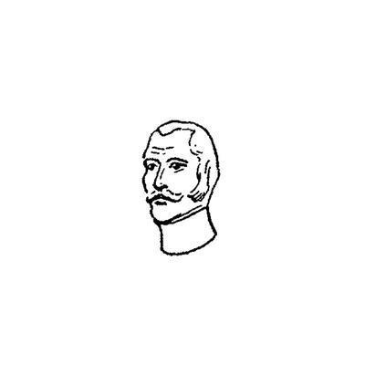 Head - With Moustache, without Queue, Closed Collar