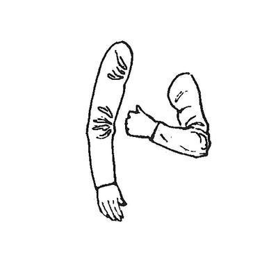 Arms - Right hanging, left holding musket strap