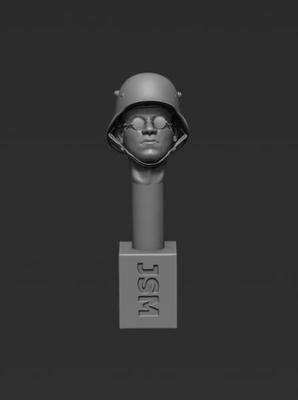 German Head - M1916 Helmet - Gas Mask Spectacles