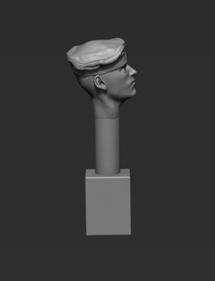 German Head - Field Cap with Cap Band - Sloped Right