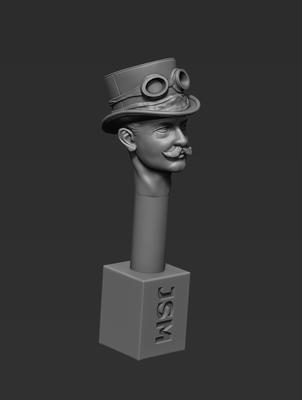Head - Prussian Driver with Top Hat & Goggles (38MTH)