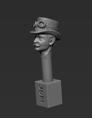 Head - Prussian Driver with Top Hat & Goggles (38MTH)