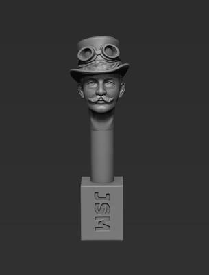 Head - Prussian Driver with Top Hat & Goggles (38MTH)