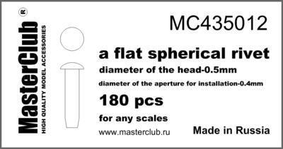Flat Spherical rivet,  head 0.5mm  aperture 0.4mm 200 pcs.