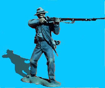 Confederate knees bent, firing