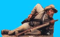 Confederate lying down, reachi ng for cartridge