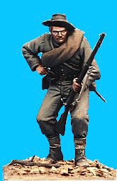Confederate Infantry Keeping low reaching into percussion o