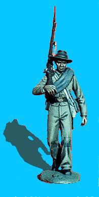 Confederate walking rifle on shoulder
