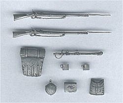 2 rifles, 1 knapsack, 2 cups cartridge box, haversack
