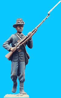 Iron Brigade, sack coat/hardee hat walking rifle at ready